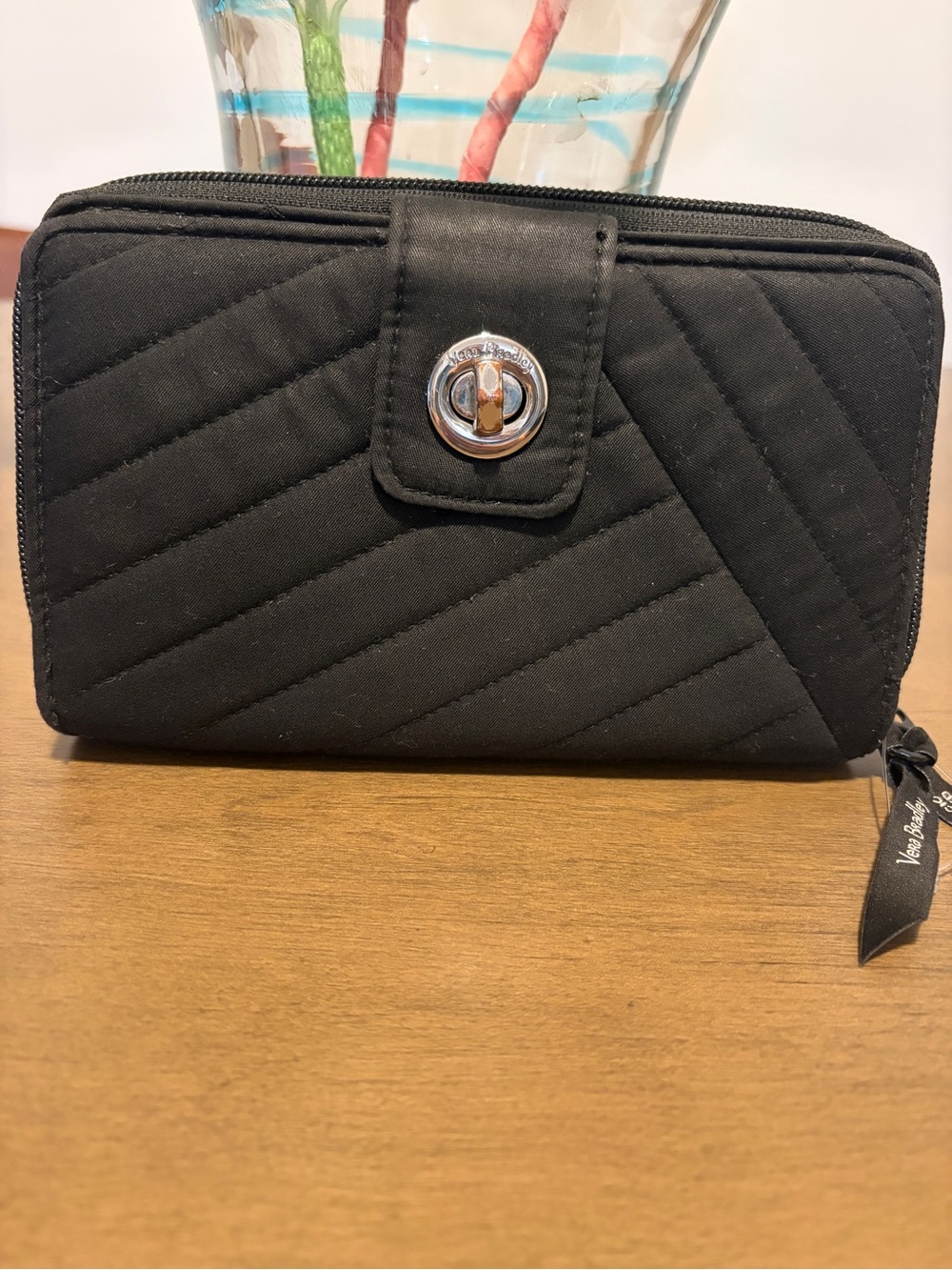 Vera Bradley Black Quilted Turn-Lock Wallet Organizer – Like New